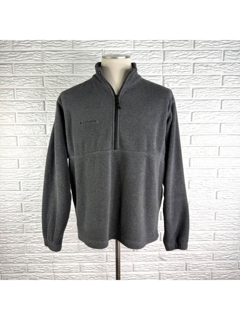 Columbia Unisex Charcoal Grey Quarter Zip Fleece Sweatshirt Size Medium